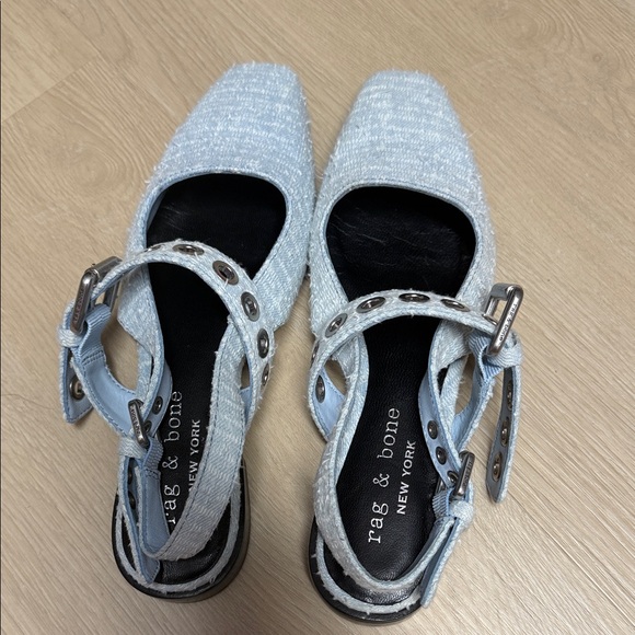 Rag & Bone Women's Light Blue Tweed Flats - Picture 1 of 8